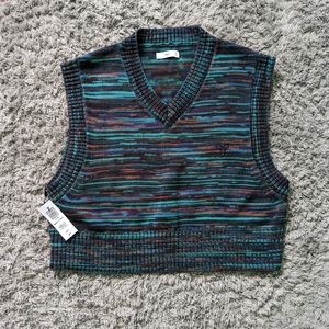 Aritzia TNA Marcy Crop Vest in Space Dye Midnight Blue XS